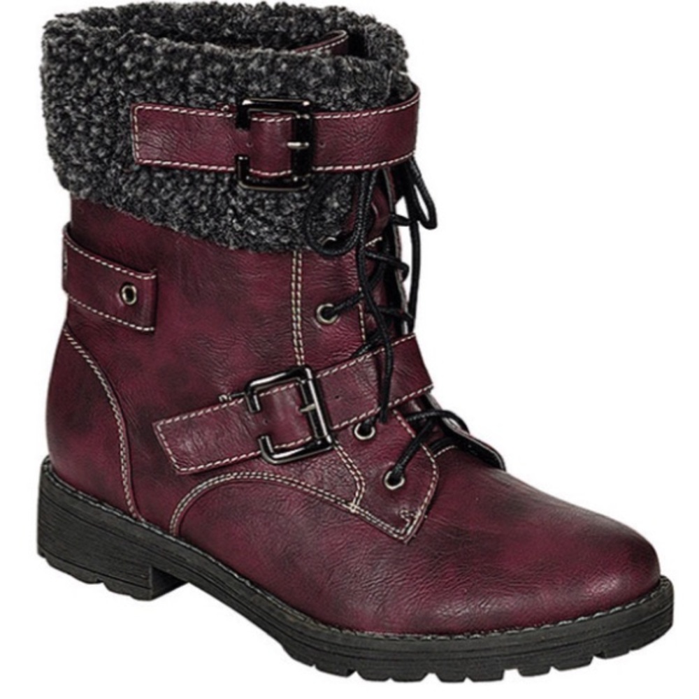 NWOT plum lace up boots